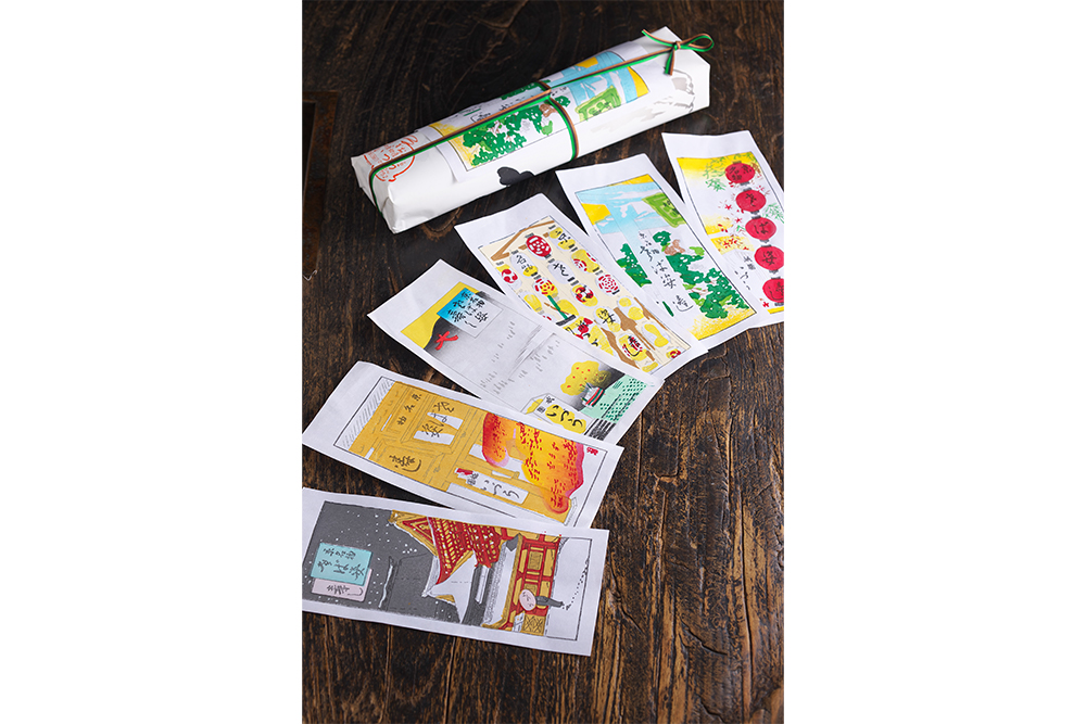 春の葵祭り、夏の祇園祭り、秋の時代祭など季節ごとに変わるおもて紙は全6 種類。鯖ずしは、京都では祭りの時に作られる家庭料理だった。