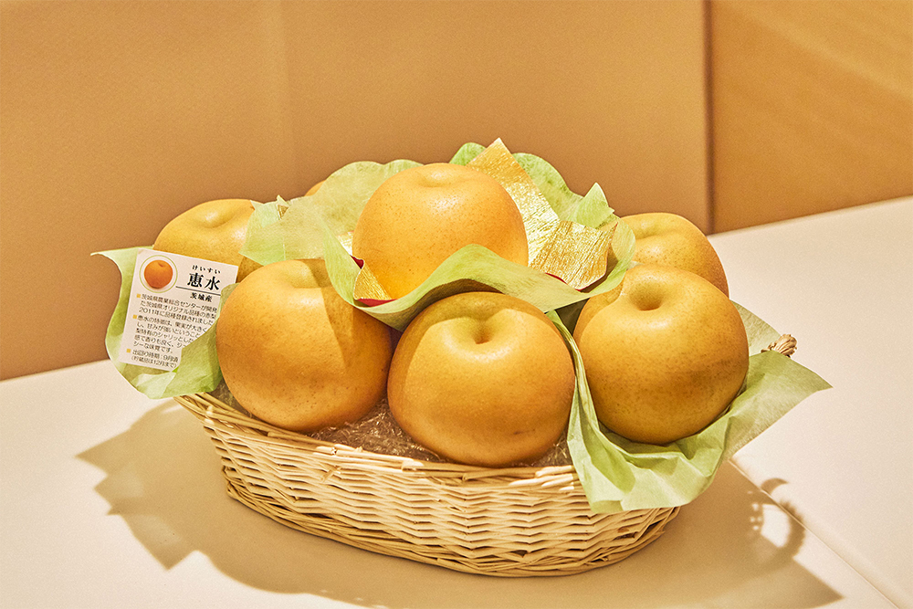 贈答用の特別包装。１階のフルーツ店では１個からでも購入可能で、中玉は860円、大玉は1250円（いずれも税込）。