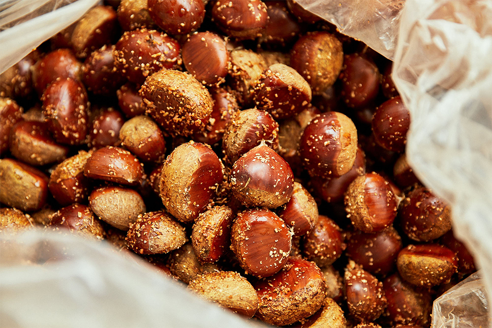 洗浄した栗は乾かさず、湿らせたおが屑をまぶして１℃で２週間以上冷蔵保存する。