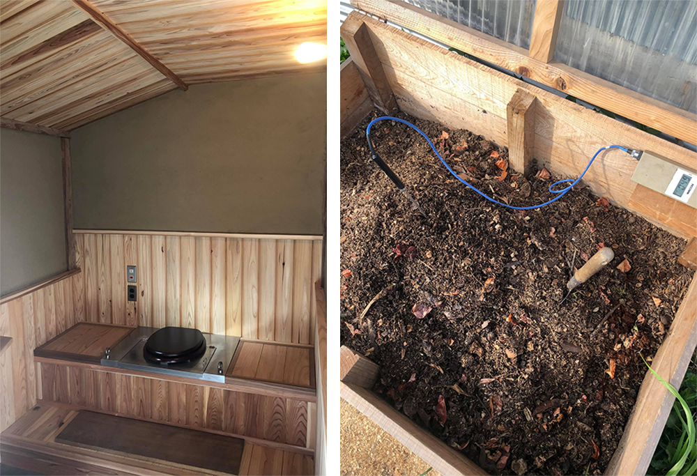 製作中のコミュニティスペースに設置したコンポストトイレ。 photographs by Yuya Kimishima