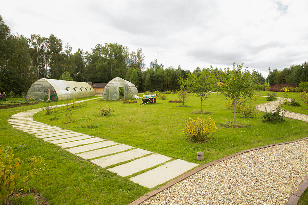 ツインズガーデンで提供される食材の約70％は、モスクワから南へ車で２時間半の距離にあるベレズツキー兄弟所有の農場で生産されている。