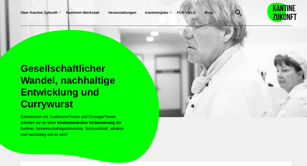 「肉中心」で「安価」ならよしとされてきたドイツの社員食堂に対し、変革のサポートを行うコンサルタントプロジェクトがある。食材の6割をオーガニックにして、野菜を多くすることを提案している。