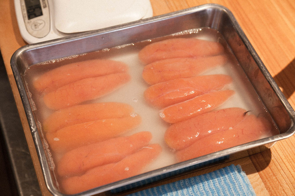 日本酒に漬けたタラの腹子