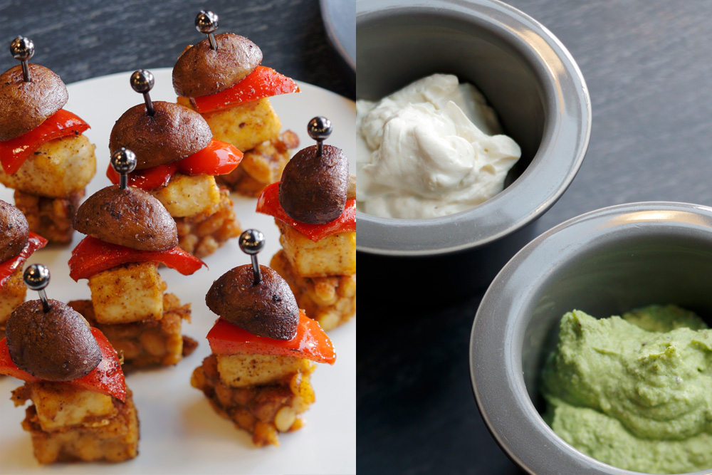 持ち寄りパーティにも使えるプラントベースのおつまみレシピ２種　ピンチョス＆ディップ