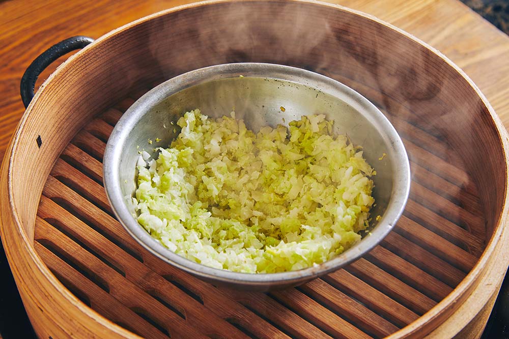 蒸篭がない場合は、数分湯煎にかけながら混ぜる