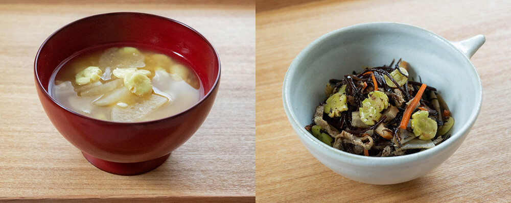 味噌汁、ひじき煮