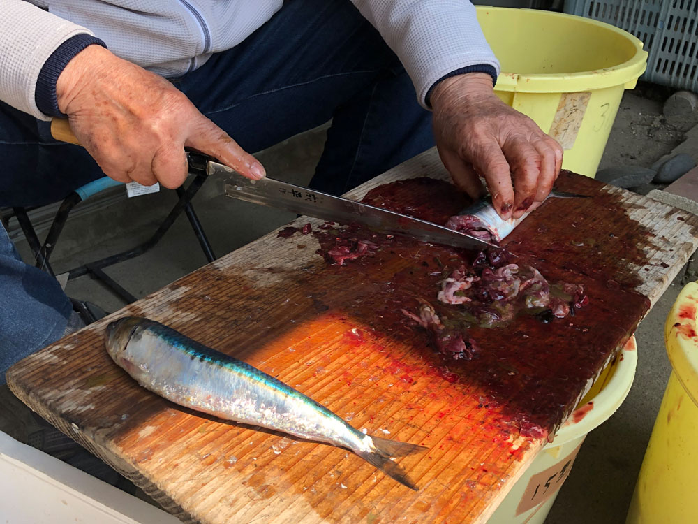 頭と内臓を取り除く