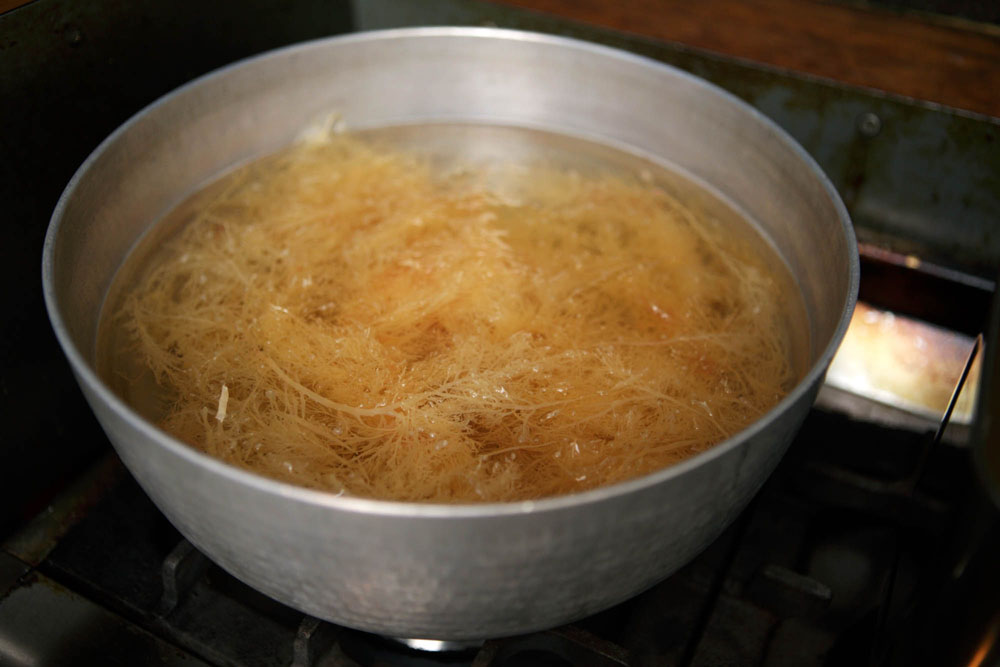 戻した水ごと火にかける