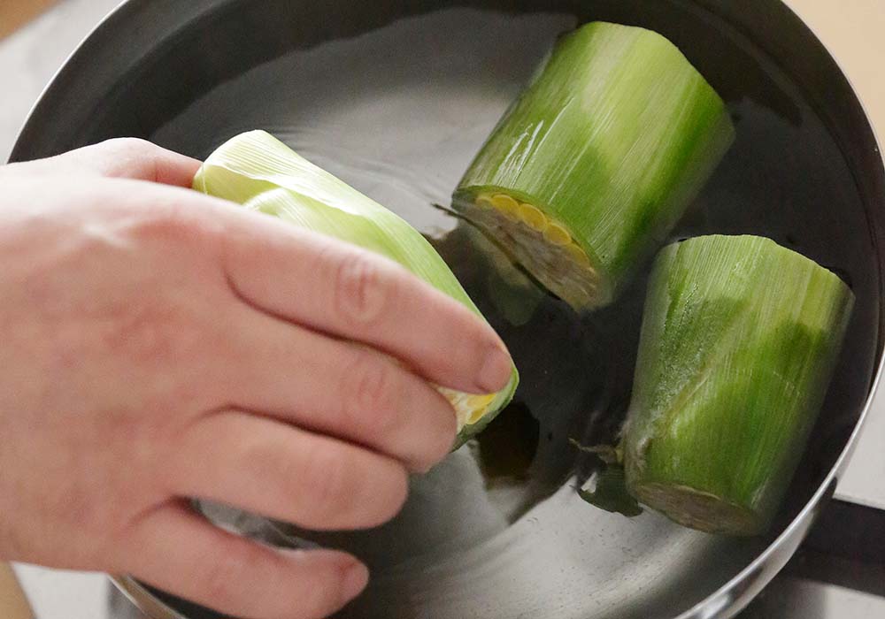 水から茹でる