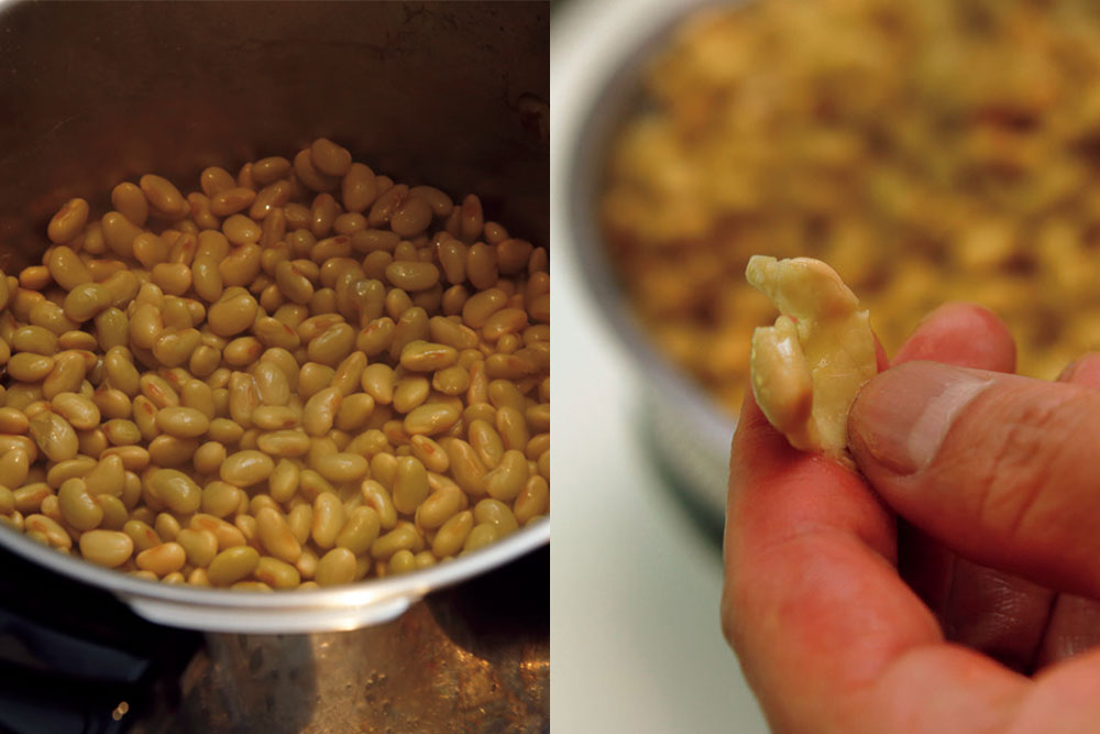 大豆を圧力鍋で炊く・炊きあがりの状態