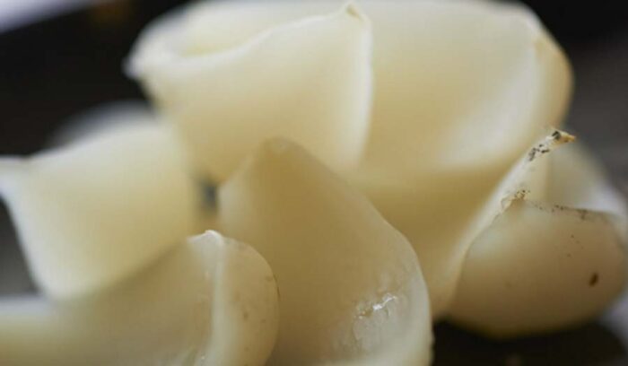 １時間かけて、 野生の味を呼び起こす「蒸し百合根」