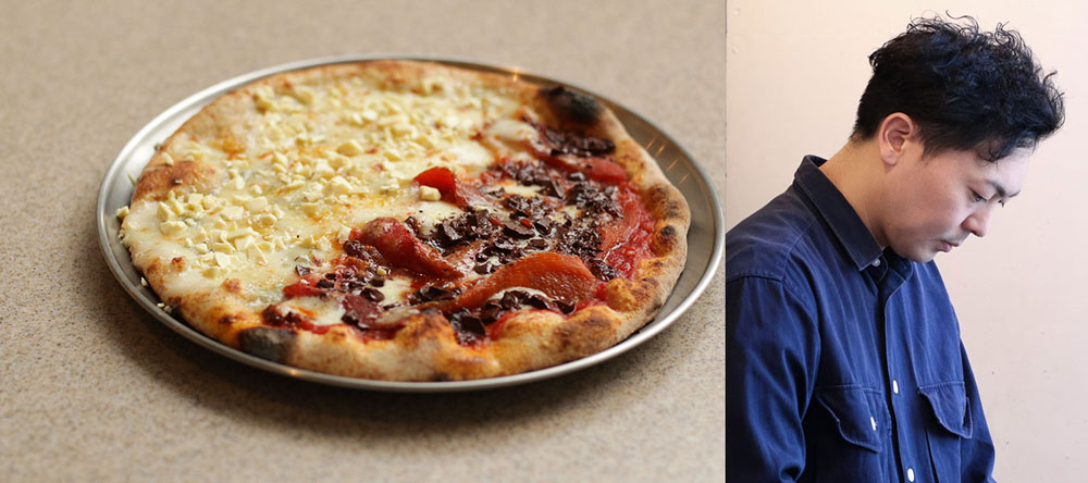 ハーフ&ハーフピザ 〜クアトロフォルマッジ / ンドゥイヤ・パプリカ・トマト〜（1皿）￥3,520