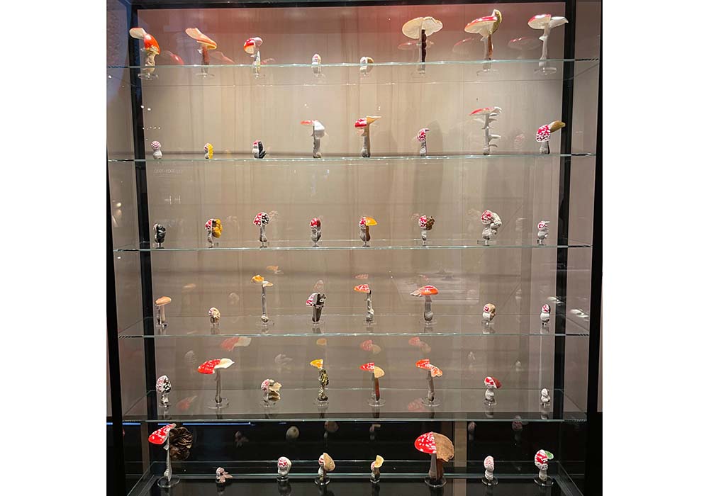 （写真）カールステン・ヘラー（Carsten Höller）による様々なキノコのオブジェ。菌類や菌糸を肉眼で見ることは稀だが、菌糸の塊が地上に出てきたものが、いわゆる私達が呼んでいる“キノコ”だ。