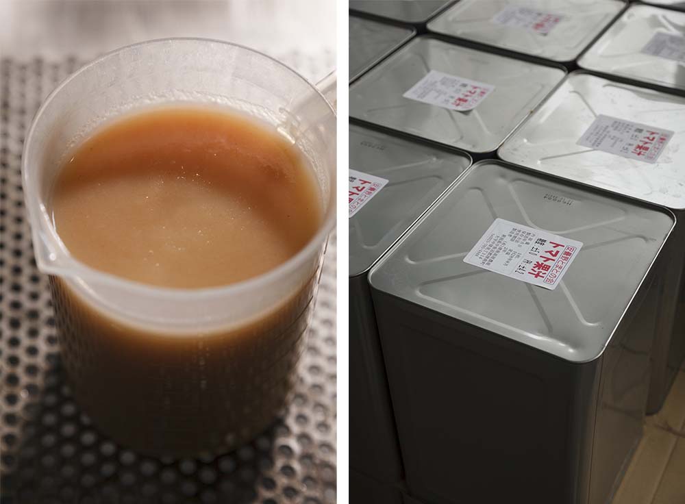 The wholesome puréed apple comes from Nagano 's fall crop. An organic grower in Saitama provides consultation to the tomato farm.