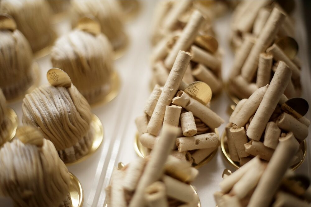 季節には４種類の「モンブラン」が並ぶ