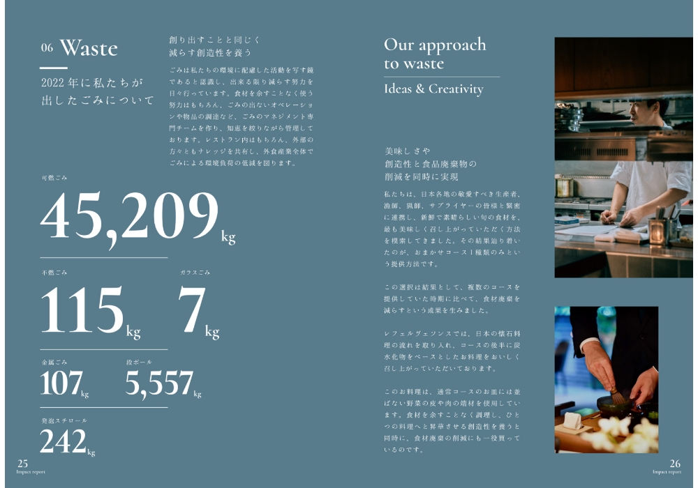 ロスの出ないレシピとお客様一人一人の召し上がれる量にフィットするコースの組み立てにしています」と生江シェフ。