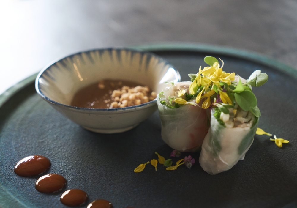 海老と豚バラの生春巻き。