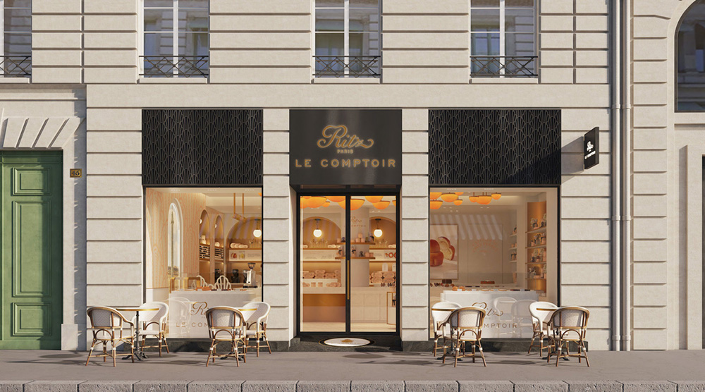 店の前にはカフェテーブルが数卓並ぶ