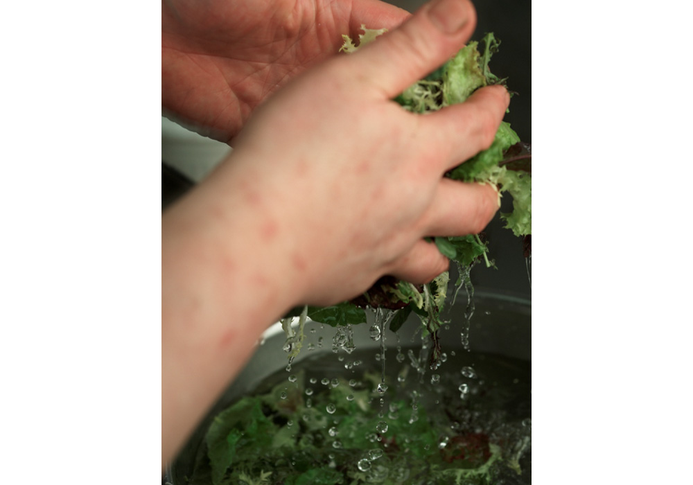 野菜はすくい上げる