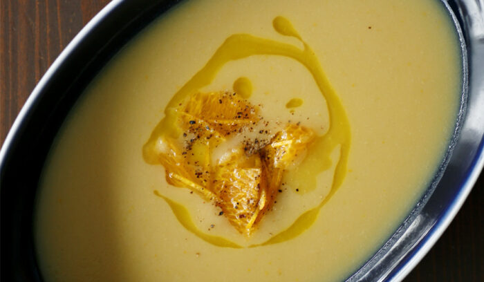 甘酸っぱくさらっとした口当たり「オレンジとサツマイモのスープ」